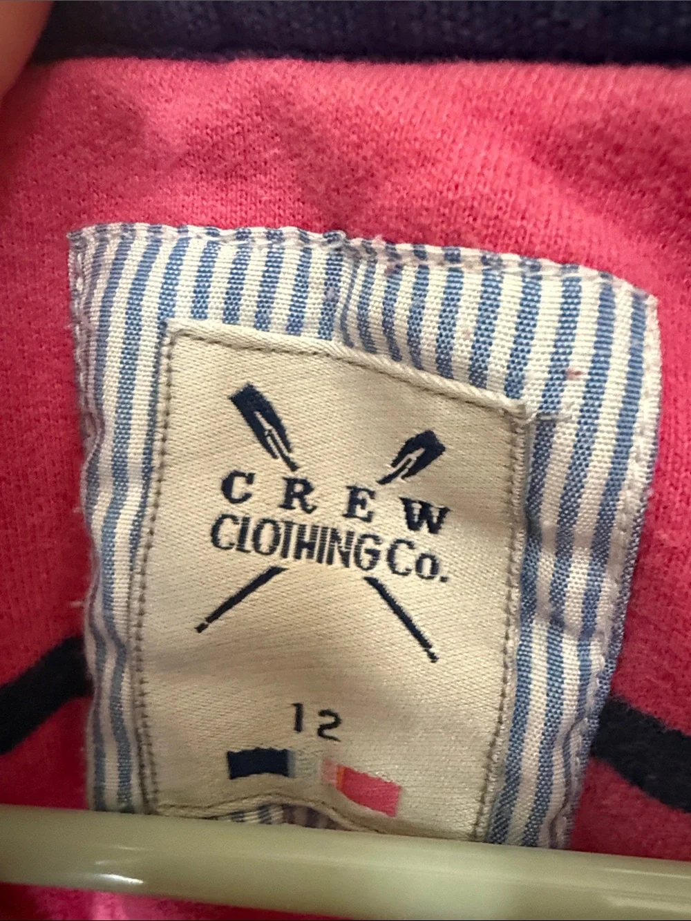 J. Crew Pink and Navy Striped Quarter-Zip Pullover